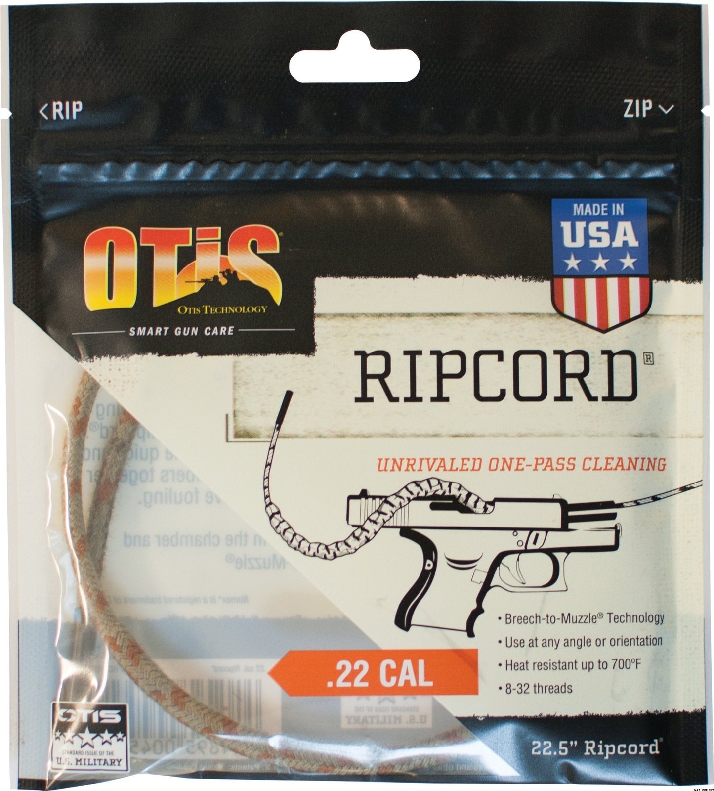Otis Ripcord Gun Cleaner Rope Pull Through Bore Cleaning Snake Pistol .22  Cal
