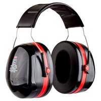 3m Peltor Over The Head Headband Passive Earmuffs 33db - For Working Hunting, Class 5, Black/red #h10a