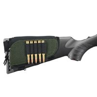 Allen Adjustable Rifle Buttstock Shell Holder Deluxe Accessory Pouch With Zippered Pocket - 5 Cartridges Green #20550