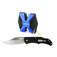Accusharp Paraforce Lockback Knife And 2-step Ceramic Knife Sharpener Combo - 420 Stainless Steel #a810c