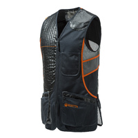 Beretta Sporting Vest - Cotton And Mesh W Leather Patch Black Orange #gt691-02113-0945