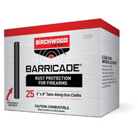 Birchwood Casey Gun Cleaner Firearms Cleaning Barricade Cloth Rust Protection Take Along - 25 Wipes #bc-33025