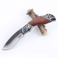Bushlands Etched Blade Folding Knife - With Rose Wood Handle #0083