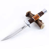Bushlands 5 Inch Fixed Blade Hunting Knife - With Wenge Zebra Wood Handle #903b