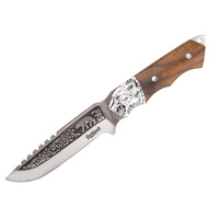 Bushlands Fix Blade Hunting Knife 5.5 Inch Coated Blade - With Polished Pakkawood Handle #1575