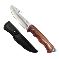 Bushlands Fix Blade Hunting Knife 4.7 Inch Gut Hook Blade - With Polished Pakkawood Handle #1770