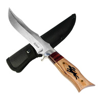 Bushlands 11.5 Inch Skinning Fix Blade Hunting Knife - With Wenge Wood Handle #930a