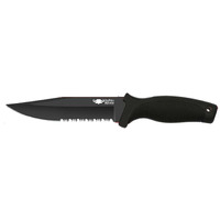 Buffalo River Maxim 50% Serrated Tactical Blade Black Noslip Hdle - 6 Inch #brkm115