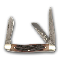 Buffalo River 3.5 Closed Folding Damascus Ranger Knife 3 Blade - Stainless Steel #brkran