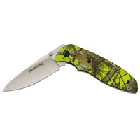 Browning Drop Point Liner Lock Folding Blade Knife - Green Camo 6.25 Inch Overall #3220249