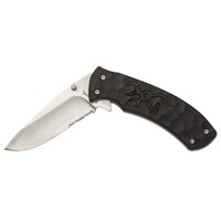 Browning Drop Point Part Serrated Folding Knife - Small Black 3 Inch Blade #3220428b