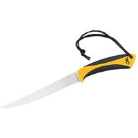 Browning 12.5 Inch White Water Fillet Fixed Blade Knife - Yellow/black Handle #3220100