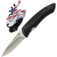 Browning Linerlock Folding Knife W Stars & Stripes Cap Light Combo - 6 Inch Overall #3716165