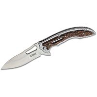 Crkt Fossil Flipper 3.96" Satin Plain Blade Knife - Stainless Steel And G10 Handles #crkt5470