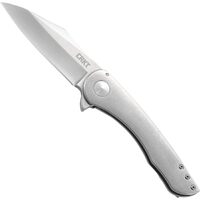 Crkt Jettison Edc Folding Pocket Knife Satin Modified Sheepsfoot Blade - Stonewashed Stainless Steel Handle #crkt6130