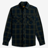 Desolve Plaidfish Shirt 100% Organic Cotton Flannel Fabric - Navy/green Plaid #dsv124020