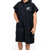 Desolve Albacares Towel Poncho Kangaroo Pocket Custom Embroidery - Black #dsv124438