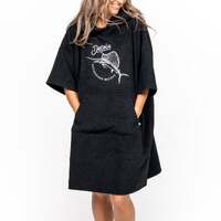 Desolve Sail Towel Poncho Womens Kangaroo Pocket - Black #dsv125021