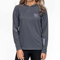 Desolve Stripey Fish Face Hoodie Womens Made From 14 Recycled Plastic Bottles - Shift Grey #dsv125160