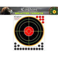 Eagleye 10 Pack Splatter Shooting Paper Targerts 8 Inch Adhesive - With 23 Repair Patches #Eet8a-10