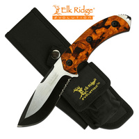 Elk Ridge Evolution Fixed Blade Knife - Drop Point Fine Serrated Edge With Fire Starter #ere-Fix002-Or