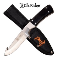 Elk Ridge Hunting Fixed Blade Gut Hook Knife - 6.85 Inches Overall Pakkawood Handle #er-200-08wh