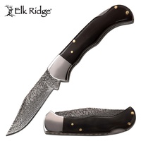 Elk Ridge Clip Point Fine Edge Blade Folding Knife - Buffolo Horn Handle #er-956Bh