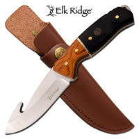 Elk Ridge Gut Hook Fine Edge Fixed Blade Knife - Full Tang Pakkawood Handle #er-200-19Gbk