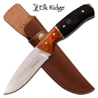 Elk Ridge Drop Point Fine Edge Fixed Blade Knife - 8.75 Inches Full Tang Wood Handle #er-200-19Dbk