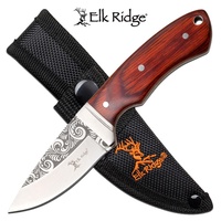 Elk Ridge Drop Point Fine Edge Blade Fixed Blade Knife - 2.6 Inch Etched Blade #er-200-18wd