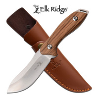 Elk Ridge Drop Point Fixed Blade Hunting Knife - Zebra Wood Handle #er-200-03d