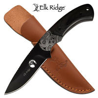 Elk Ridge 8 Inch Outdoor Hunting Fixed Blade Knife - W Leather Sheath #er-200-09Bk