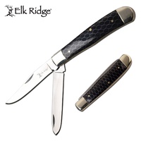 Elk Ridge Trapper Fine Edge Blade Folding Knife - 7.5 Inch Overall 2 Blades #er-938Bk