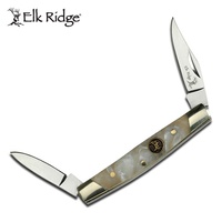 Elk Ridge Straight Back Clip Point 2 Blades Gentleman's Knife - Simulated Mother Of Pearl Handle #er-211Wp