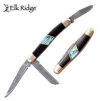 Elk Ridge Stockman Pocket Folding Knife - 3 Blades Abalone Shell Handle #er-953Dab
