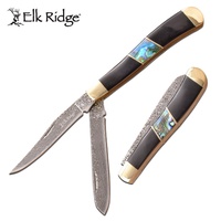 Elk Ridge Trapper Hunting Clip Point Pocket Folding Knife - Pakkawood Abalone Handle #er-954Dab