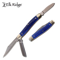 Elk Ridge Stockman Clip Point 3 Blades Hunting Folding Knife - Blue C-Tek Handle #er-939Bl