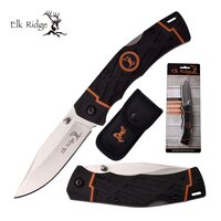 Elk Ridge 8.55 Inch Drop Point Fine Edge Blade Folding Knife - Orange #er-923Pl