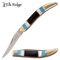 Elk Ridge Portable Toothpick Pocket Folding Knife - Blue Mother Of Pearl Stone Handle #er-952Msc