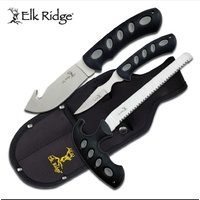 Elk Ridge 3 Piece Hunting Edge Tools Set - Gut Hook Serrated Skinner #er-252