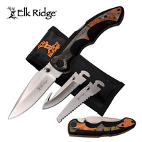 Elk Ridge Hunting Interchangeable Folding Knife - Saw Gut Hook Skinner Blade #er-942Ca