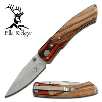 Elk Ridge Drop Point Blade Hunting Folding Knife - 6.75 Inches Overall #er-301