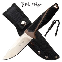 Elk Ridge Survival Hunting Drop Point Fixed Blade Knife - With Fire Starter #er-200-23br