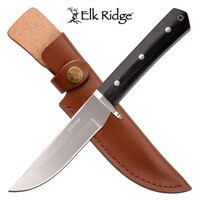 Elk Ridge Bushcraft 9.5 Inch Overall Hunting Fixed Knife - Black Pakkawood Handle #er-200-24Bk