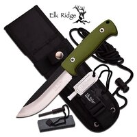 Elk Ridge 10.5 Inch Drop Point Fixed Blade Knife W Survival Kit - Green #er-555Gn