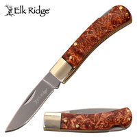 Elk Ridge 5.25 Inch Drop Point Folding Hunting Knife - Brown Resin Handle #er-951br