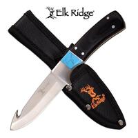 Elk Ridge 6.85 Inch Overall Black Fixed Blade Knife - W Nylon Sheath #er-200-08bl
