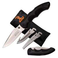 Elk Ridge 8.35 Inches Overall Blade Manual Folding Knife W Nylon Sheath - Black #er-942Bk