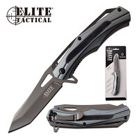 Elite 8.25 Inch Tactical Tanto Fine Edge Folding Knife - W Pocket Clip #et-1026-Gycs