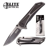 Elite 8 Inch Tactical Drop Point Manual Folding Knife - Black #et-1008